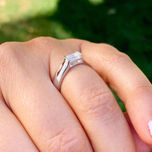 Load image into Gallery viewer, GIA/IGI Certified Emerald Cut Diamond 14k White Gold Engagement Ring Semi Tension Set Bridal Diamond Solitaire 1.00ctw F-VS2