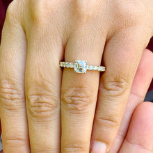 Load image into Gallery viewer, GIA/IGI 14K Solid Yellow Gold Asscher Cut and Round Cut Diamond Engagement Ring Prong Set Wedding Bridal 2.60ctw F-VS2