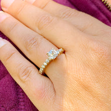 Load image into Gallery viewer, GIA/IGI 14K Solid Yellow Gold Asscher Cut and Round Cut Diamond Engagement Ring Prong Set Wedding Bridal 2.60ctw F-VS2