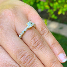 Load image into Gallery viewer, GIA/IGI 14K Solid Yellow Gold Asscher Cut and Round Cut Diamond Engagement Ring Prong Set Wedding Bridal 2.60ctw F-VS2