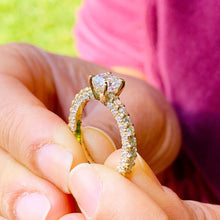 Load image into Gallery viewer, GIA/IGI 14K Solid Yellow Gold Asscher Cut and Round Cut Diamond Engagement Ring Prong Set Wedding Bridal 2.60ctw F-VS2