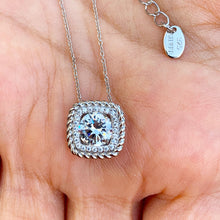 Load image into Gallery viewer, 14k Solid White Gold Round Cut Moissanite And Natural Diamonds Prong Set Filigree Style Necklace and Chain