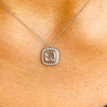 Load image into Gallery viewer, 14k Solid White Gold Round Cut Moissanite And Natural Diamonds Prong Set Filigree Style Necklace and Chain