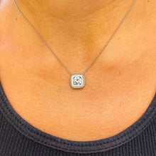 Load image into Gallery viewer, 14k Solid White Gold Round Cut Moissanite And Natural Diamonds Prong Set Filigree Style Necklace and Chain