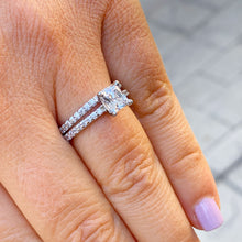 Load image into Gallery viewer, GIA/IGI Certified 14k Solid White Gold Princess And Round Cut Diamond Engagement Ring and Band Bridal Set 2.00ct F-VS2