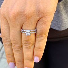 Load image into Gallery viewer, GIA/IGI Certified 14k Solid White Gold Princess And Round Cut Diamond Engagement Ring and Band Bridal Set 2.00ct F-VS2