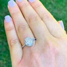 Load image into Gallery viewer, GIA/IGI Certified 14k solid white Gold Oval and Round Cut Diamond Engagement Ring Wedding, Bridal Propose Halo 2.00ctw F-VS2