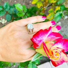 Load image into Gallery viewer, STUNNING 6.50CT Women's 14k solid white and rose gold cushion cut moissanite and natural round cut diamond engagement ring