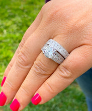 Load image into Gallery viewer, Large 14k white gold round cut moissanite and diamond engagement ring Wedding, Anniversary Bridal Set, Natural Diamonds 4.50ctw