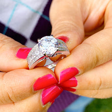 Load image into Gallery viewer, GIA/IGI Certified 14k White Gold Round Cut Diamond Engagement Ring Wedding, Anniversary Bridal Set 3.50ctw F-VS2