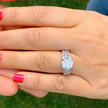 Load image into Gallery viewer, BIG 14k white gold round cut forever one moissanite and diamond engagement ring Wedding, Anniversary Bridal Set, Natural Diamonds 3.50ctw
