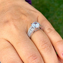 Load image into Gallery viewer, BIG 14k white gold round cut moissanite and diamond engagement ring Wedding, Anniversary Bridal Set, Natural Diamonds 3.50ctw