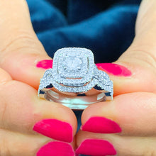 Load image into Gallery viewer, GIA/IGI Certified 14k Solid And Heavy White Gold Round Cut And Diamonds Engagement Ring And Band, Wedding Bridal Set, Propose 2.00ctw F-VS2