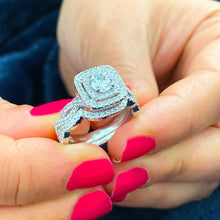 Load image into Gallery viewer, GIA/IGI Certified 14k Solid And Heavy White Gold Round Cut And Diamonds Engagement Ring And Band, Wedding Bridal Set, Propose 2.00ctw F-VS2