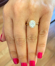 Load image into Gallery viewer, GIA/IGI Certified 14k Solid Yellow Gold Oval Cut and Round Cut Diamond Engagement Ring Bezel Set, Bridal Propose 1.20ctw F-VS2