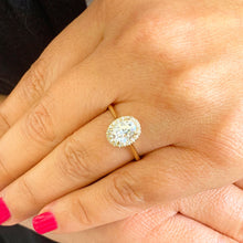 Load image into Gallery viewer, GIA/IGI Certified 14k Solid Yellow Gold Oval Cut and Round Cut Diamond Engagement Ring Bezel Set, Bridal Propose 1.20ctw F-VS2