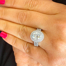 Load image into Gallery viewer, GIA/IGI Certified 14k White Gold Oval And Round Cut Diamond Engagement Ring Double Halo 2.60ctw F-VS2