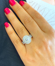 Load image into Gallery viewer, GIA/IGI Certified 14k White Gold Oval And Round Cut Diamond Engagement Ring Double Halo 2.60ctw F-VS2
