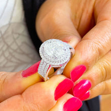 Load image into Gallery viewer, GIA/IGI Certified 14k White Gold Oval And Round Cut Diamond Engagement Ring Double Halo 2.60ctw F-VS2