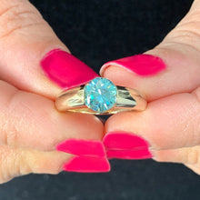Load image into Gallery viewer, Tension Set Style 14K Solid Yellow Gold Round Cut Natural Blue Topaz Engagement Ring Wedding Anniversary 1.50ctw