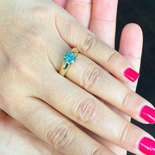 Load image into Gallery viewer, Tension Set Style 14K Solid Yellow Gold Round Cut Natural Blue Topaz Engagement Ring Wedding Anniversary 1.50ctw