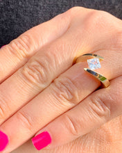 Load image into Gallery viewer, Stunning 14k yellow gold Princess cut moissanite engagement ring Tension Set Wedding, Anniversary, Bridal 1.00ctw
