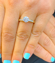 Load image into Gallery viewer, GIA/IGI Certified 14k Solid Yellow Gold Round Cut Diamond Engagement Ring Wedding Set 1.15ctw F-VS2