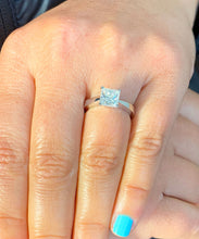 Load image into Gallery viewer, 14k solid white gold princess cut Forever One Moissanite engagement ring deco Bridal Wedding Anniversary Solitaire Prong Setting 1.20ct