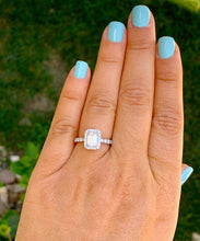 Load image into Gallery viewer, GIA/IGI Certified 14k Solid White Gold Emerald And Round Cut Diamond Engagement Ring Deco Halo Bridal Propose 2.90ctw F-VS2