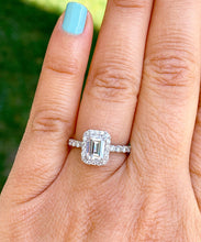 Load image into Gallery viewer, GIA/IGI Certified 14k Solid White Gold Emerald And Round Cut Diamond Engagement Ring Deco Halo Bridal Propose 2.90ctw F-VS2