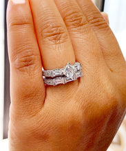 Load image into Gallery viewer, 14k White Gold Princess, Round, and Baguettes Cut Moissanite and Diamond Engagement Ring And Band Bridal Wedding Anniversary 2.50ct