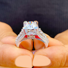 Load image into Gallery viewer, GIA/IGI Certified 14K White Gold Round Cut Diamond Engagement Ring Prong Bridal Wedding 3.50ctw F-VS2