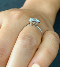 Load image into Gallery viewer, Halo Women's 14k solid white gold cushion cut moissanite and natural diamond engagement ring Bridal Wedding Halo 2.30ct