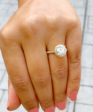 Load image into Gallery viewer, Large Women's 14K White Gold Round Cut Moissanite Diamond Engagement Ring Halo Prong Bridal Wedding Halo Natural Diamonds 3.30ctw