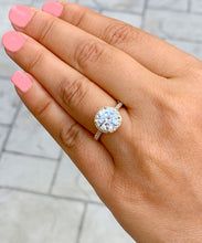 Load image into Gallery viewer, Large Women's 14K White Gold Round Cut Moissanite Diamond Engagement Ring Halo Prong Bridal Wedding Halo Natural Diamonds 3.30ctw