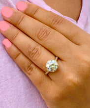 Load image into Gallery viewer, Large Women's 14K White Gold Round Cut Moissanite Diamond Engagement Ring Halo Prong Bridal Wedding Halo Natural Diamonds 3.30ctw