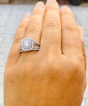 Load image into Gallery viewer, 14K Solid White Gold Asscher Cut Forever One Moissanite and Natural Diamond Engagement Ring Bezel Bridal Wedding Promise Propose 4.05ctw