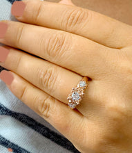 Load image into Gallery viewer, 14k Rose Gold Round Cut Diamond Engagement Ring Art Deco Antique Style, Bridal, Prong Set, Natural Diamonds, Halo, Three Stone 0.60ct