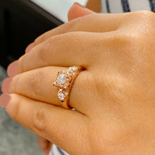 Load image into Gallery viewer, 14k Rose Gold Round Cut Forever One Moissanite Engagement Ring Art Deco Antique Style, Bridal, Prong Set, Halo, Three Stone 0.75ct