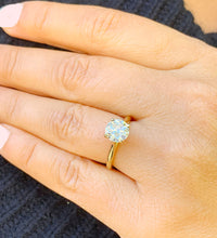 Load image into Gallery viewer, GIA/IGI Certified Cathedral Four Prong Setting Solitaire 14K Yellow Gold Round Cut Diamonds Engagement Ring 1.00ct F-VS2