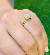 Load image into Gallery viewer, GIA/IGI Certified Cathedral Four Prong Setting Solitaire 14K Yellow Gold Round Cut Diamonds Engagement Ring 1.00ct F-VS2