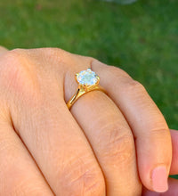 Load image into Gallery viewer, Cathedral Four Prong Setting Solitaire 14K Yellow Gold Round Cut Natural Diamonds Engagement Ring 0.80ct