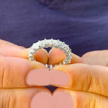 Load image into Gallery viewer, 14K Solid White Gold Princess and Round Cut Forever One Moissanite Eternity Three Sided Band Deco, Bridal, Wedding, Anniversary, Gift 4.00ct