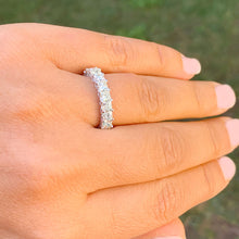 Load image into Gallery viewer, 18K Solid White Gold Princess and Round Cut Natural Diamond Eternity Three Sided Band Deco Antique Style, Bridal, Wedding, Anniversary 4.00