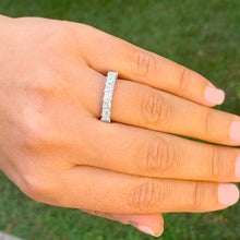 Load image into Gallery viewer, 18K Solid White Gold Princess and Round Cut Natural Diamond Eternity Three Sided Band Deco Antique Style, Bridal, Wedding, Anniversary 4.00