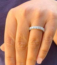 Load image into Gallery viewer, 18K Solid White Gold Princess and Round Cut Natural Diamond Eternity Three Sided Band Deco Antique Style, Bridal, Wedding, Anniversary 4.00