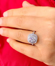 Load image into Gallery viewer, GIA/IGI Certified 14k White Solid Gold Cushion And Band Cut Diamond Engagement Ring And Two Bands Bezel Set 3.00ct