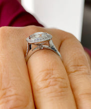 Load image into Gallery viewer, Stunning 14k White Solid Gold Cushion Cut Forever One Moissanite and Natural Diamond Engagement Ring Bezel Set, Bridal, Wedding, Deco 3.00ct