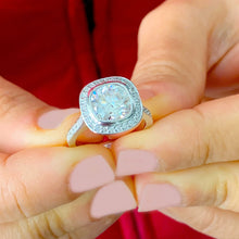 Load image into Gallery viewer, GIA/IGI Certified 14k White Solid Gold Cushion And Band Cut Diamond Engagement Ring And Two Bands Bezel Set 3.00ct