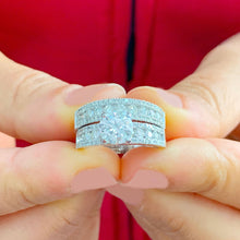 Load image into Gallery viewer, GIA/IGI Certified 14k Solid White Gold Round Cut Diamond Engagement Ring And Band Wedding, Anniversary Bridal Set 3.10ctw F-VS2